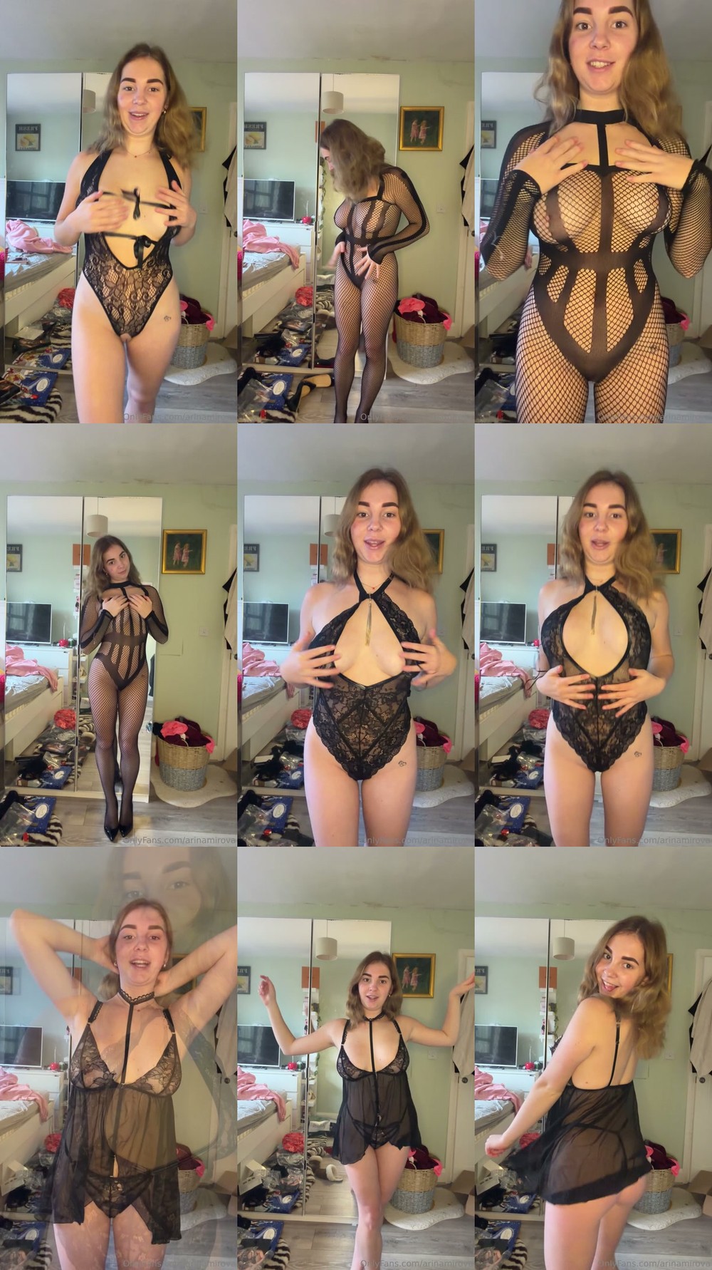 Scene screenshots from Arina Mirova - New Lingerie Try On (OnlyFans)