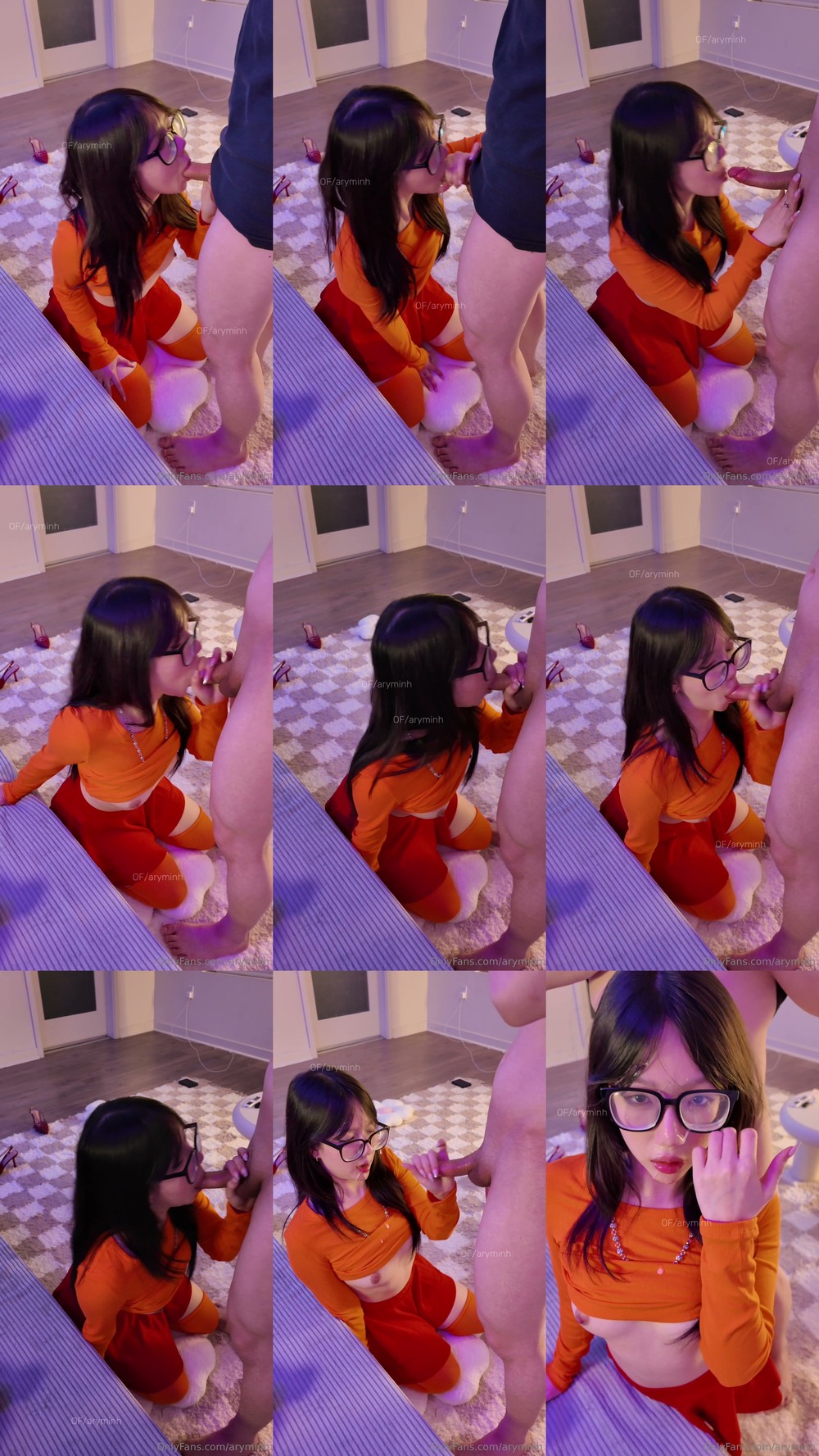 Scene screenshots from Aryminh - Sexy Velma Blowjob And Cum On Face (OnlyFans)