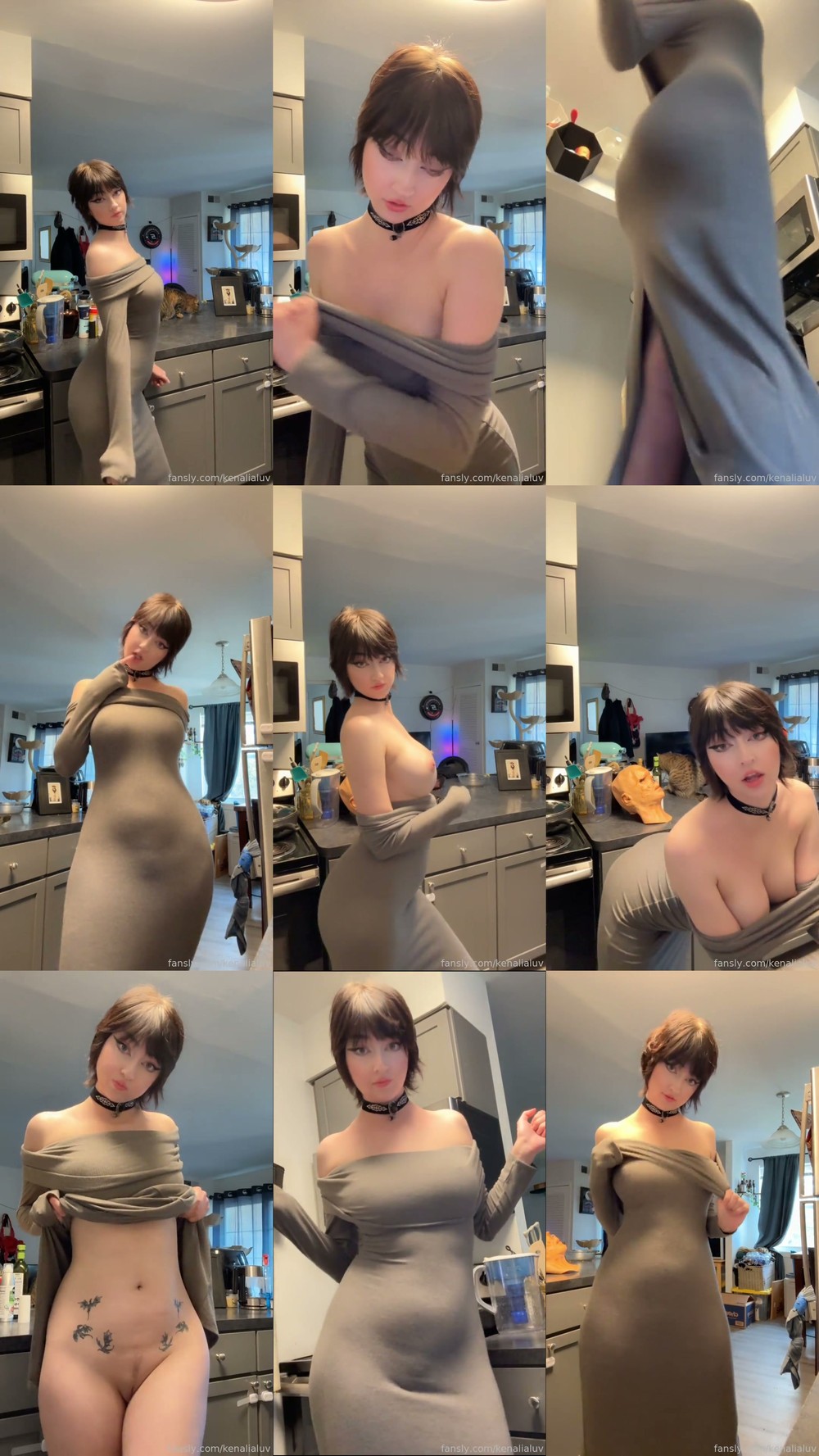 Scene screenshots from Julia.neis (kenalialuv) - Strip Tease Out Of The Grey Dress That Hides NOTHING (OnlyFans)