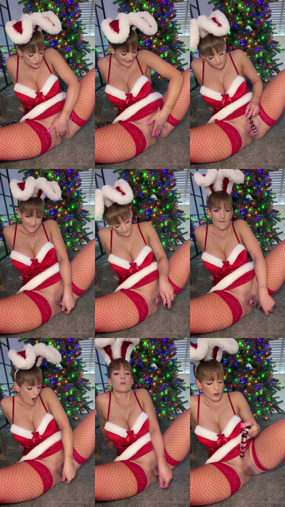 Scene screenshots from Hannah Brooks - Christmas Bunny Solo (OnlyFans)