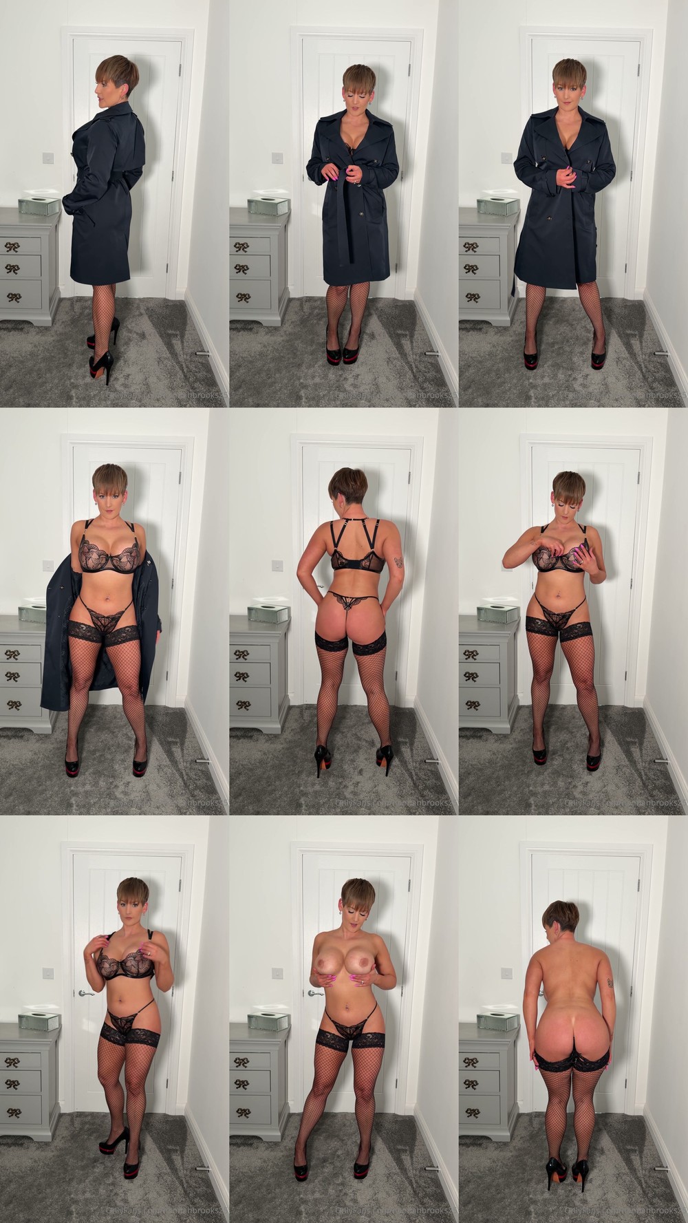 Scene screenshots from Hannah Brooks - Trench Coat Striptease (OnlyFans)