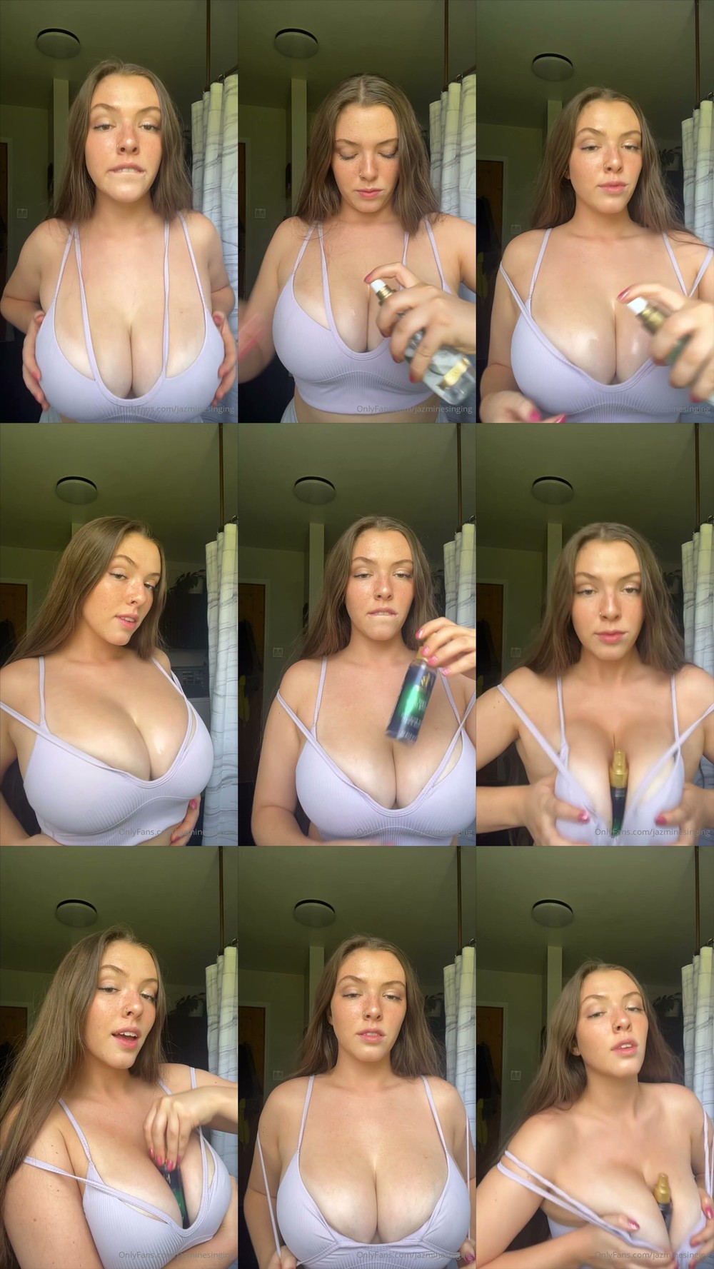Scene screenshots from Jazmine Singing - Oiled Tits (OnlyFans)