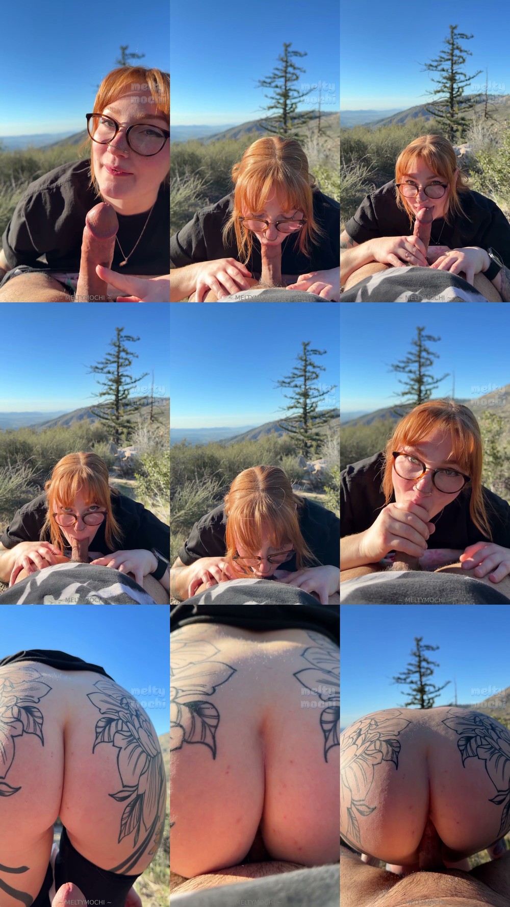 Scene screenshots from Meltymochi - MeltyMochi Outdoor BJ And Reverse Cowgirl Creampie (OnlyFans)