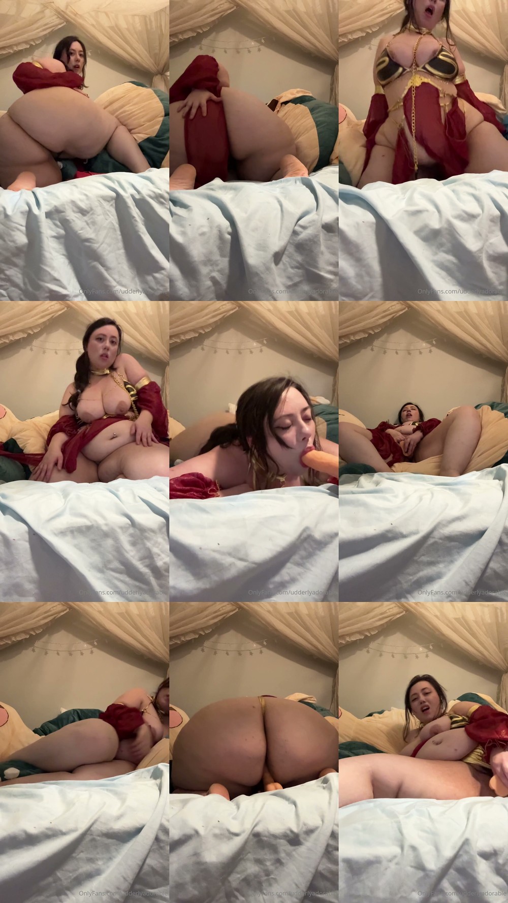 Scene screenshots from Udderlyadorable - Princess Leia dildo sucking and fucking (OnlyFans)