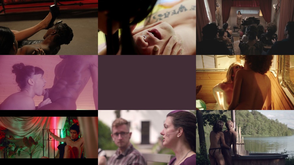 Scene screenshots from Maria Riot, Luna Corazon, Bishop Black, Nat Portnoy, Kali Sudhra, Paulita Pappel, Lucy Huxley, Dante Dionys - Come Together Vol.1 (ErikaLust)