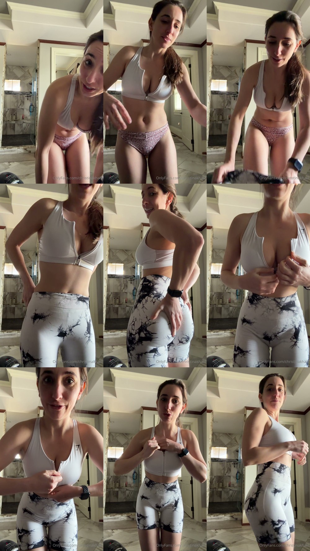 Scene screenshots from Christina Khalil - Getting In A Quick Workout Before The Live Stream In 5 HOURS!!! 3 Spots Left, You Dont Want To Miss My Asshole Getting Stretched (OnlyFans)