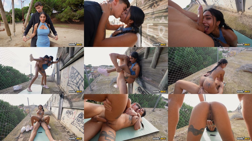 Scene screenshots from Yasmina Khan - Squirting Outside (PublicBang, BangBros)