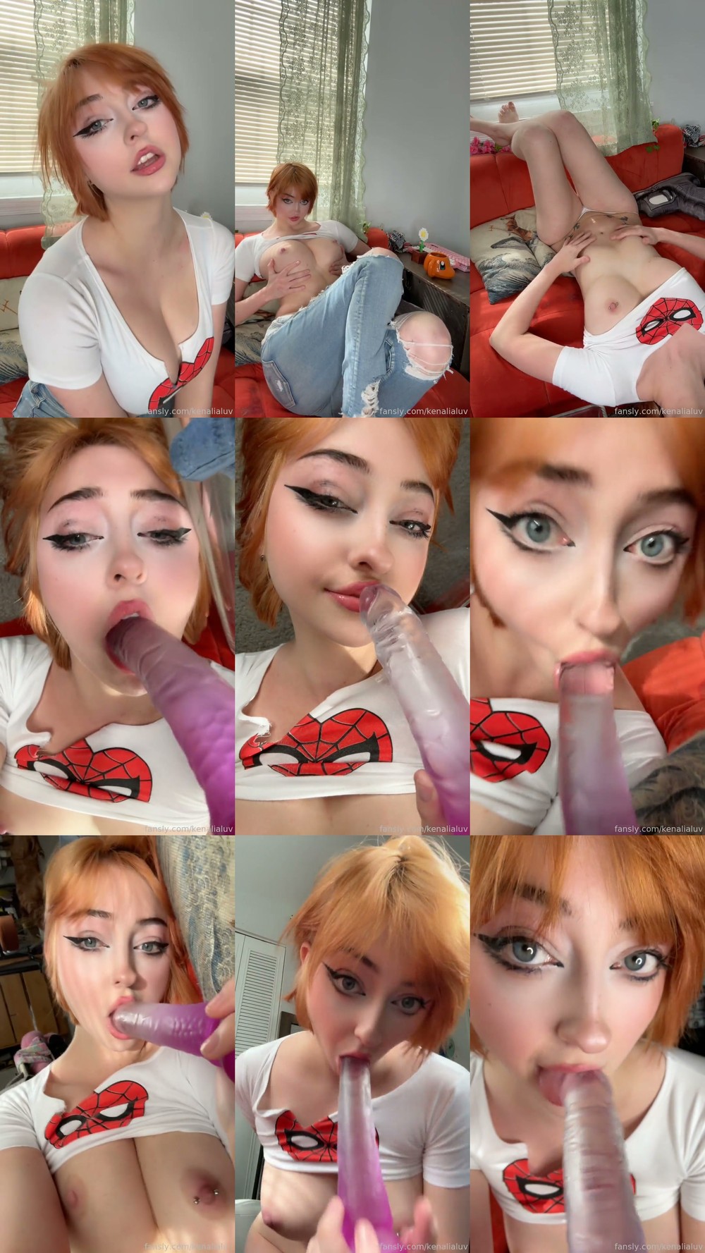 Scene screenshots from Julia.neis (kenalialuv) - Mary Jane Watson Strip Tease Into Dildo BJ (OnlyFans)