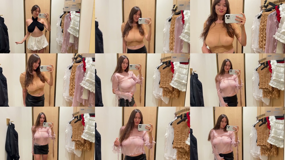 Scene screenshots from Sasha Hu (Sasha Araki) - Transparent Mesh Clothes Try On Haul (OnlyFans)