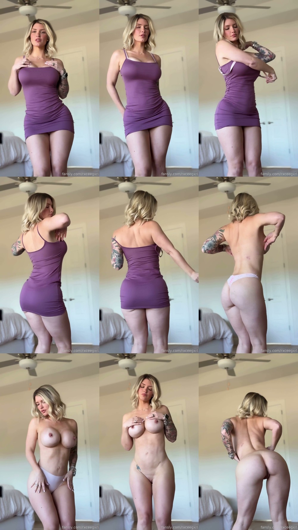 Scene screenshots from Rachel Jade - Purple Dress Striptease (OnlyFans)