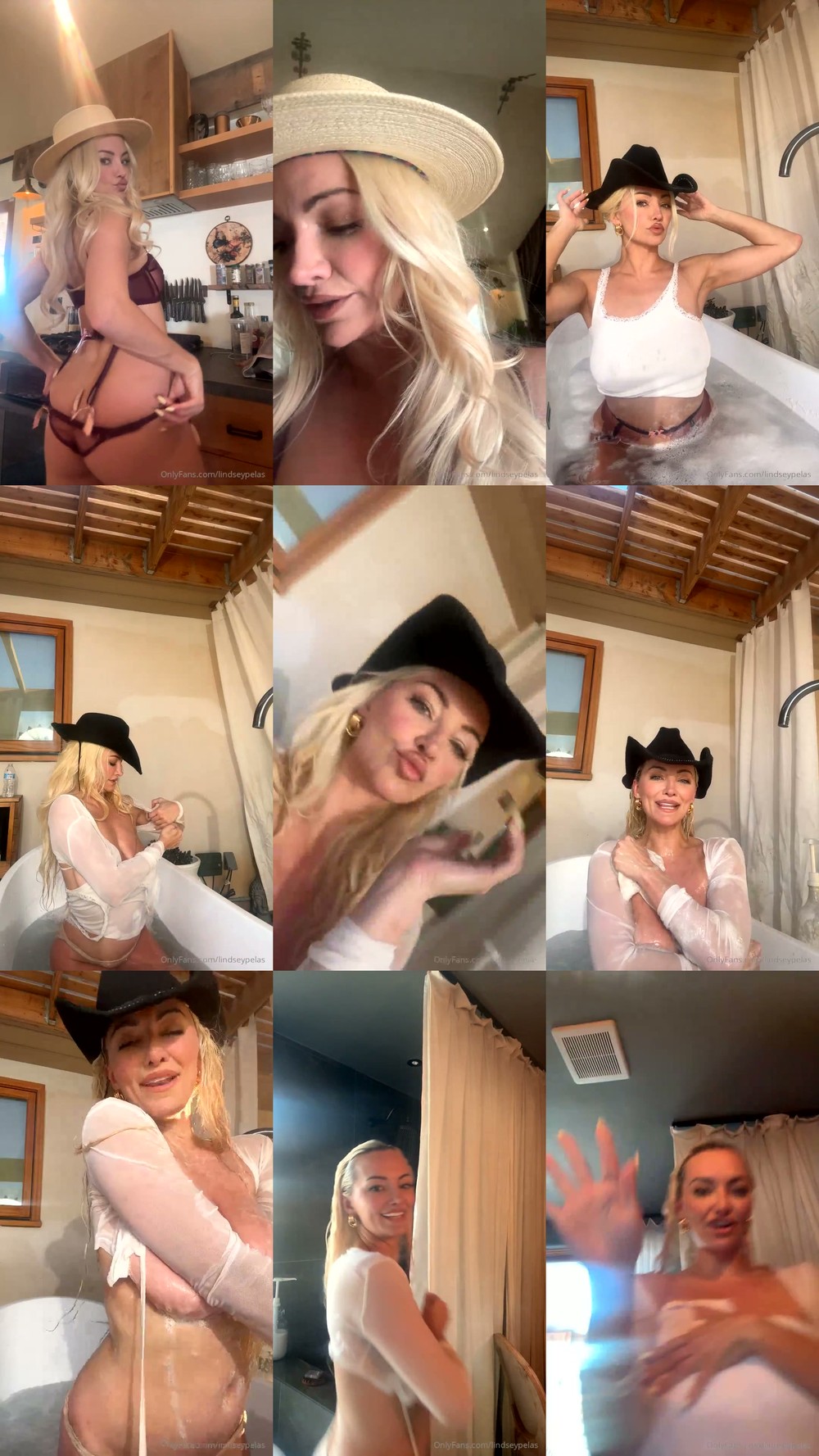 Scene screenshots from Lindsey Pelas - Bathtub/Shower Live (OnlyFans)