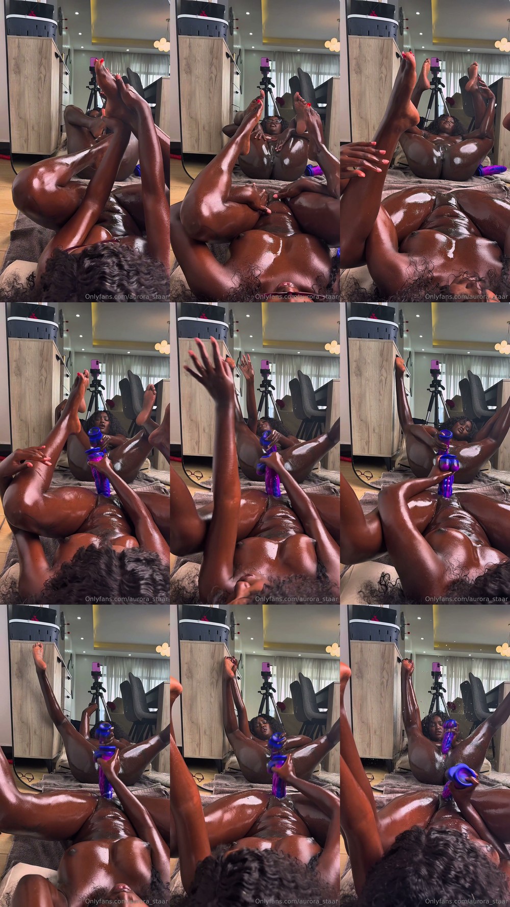 Scene screenshots from aurora_staar - Mirror Squirt & Dildo Fucking (OnlyFans)