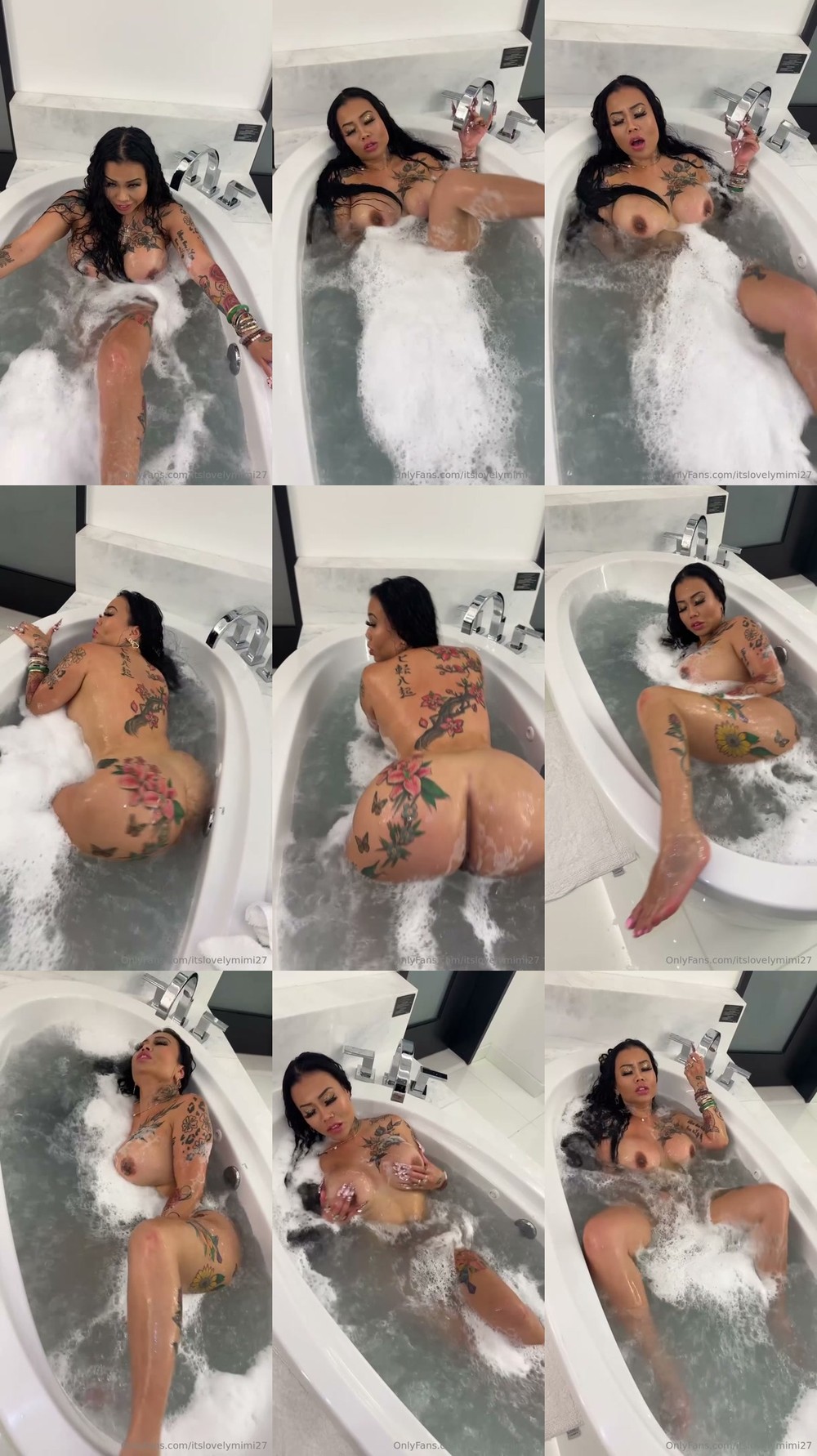 Scene screenshots from LovelyMimi (ItsLovelyMimi27 (Asian MILF from Wild 'N Out)) - Bathtub (OnlyFans)