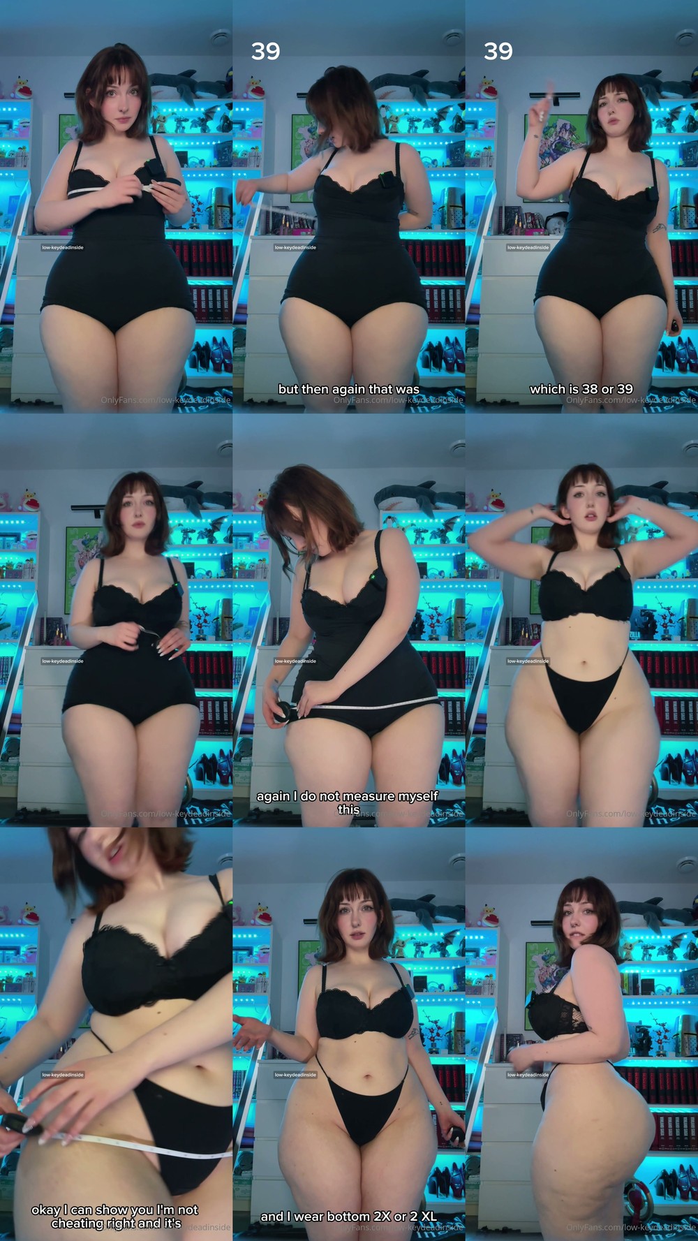 Scene screenshots from Low-keydeadinside (lowkeydeadinside) - Finally Revealing My Measurements! (Chest, Waist And Ass) With A Strip Tease (OnlyFans)